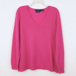 Lauren Ralph Lauren 100% Cashmere Pink V-neck Sweater Size 1X Long Sleeve Soft